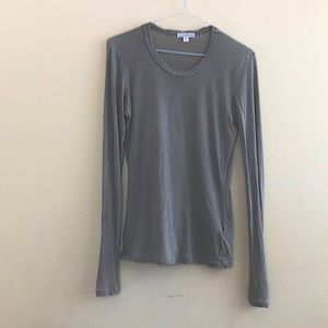 James Perse Khaki Long Sleeves T, 1, 100% cotton